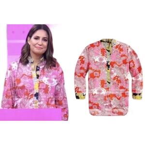 *As Seen On TV* J CREW Band Collar Cotton Poplin Tunic In Vintage Paisley XS